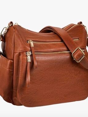 KOGTLA Classic Women's Crossbody Shoulder Bag in Cognac Brown